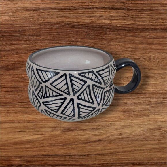 Handmade Ceramic Mug By The Tatted Potter With Geometric Design – 10 Oz coffee - Picture 2 of 11